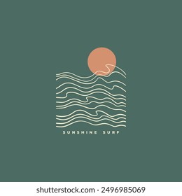 Vintage surf design template for surf club, surf shop, surf merch.