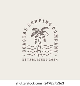 Vintage surf design template for surf club, surf shop, surf merch.