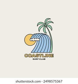 Vintage surf design template for surf club, surf shop, surf merch.