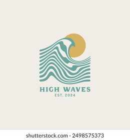 Vintage surf design template for surf club, surf shop, surf merch.