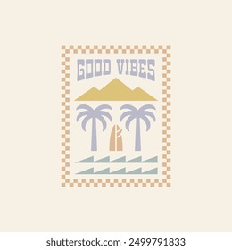 Vintage surf design template for surf club, surf shop, surf merch.