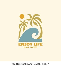 Vintage surf design template for surf club, surf shop, surf merch.