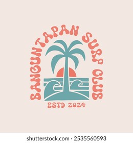 Vintage surf design template for surf club, surf shop, surf merch.