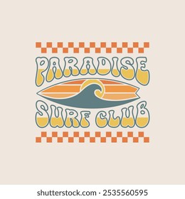 Modelo de design de surf vintage para clube de surf, loja de surf, surf merch.