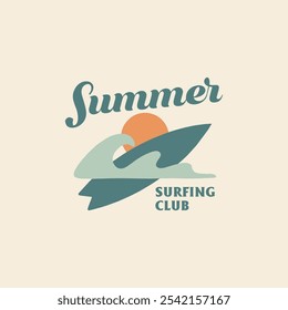 Vintage surf design template for surf club, surf shop, surf merch.