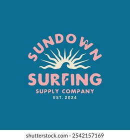 Vintage surf design template for surf club, surf shop, surf merch.