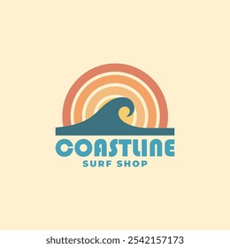 Vintage surf design template for surf club, surf shop, surf merch.