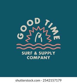 Vintage surf design template for surf club, surf shop, surf merch.