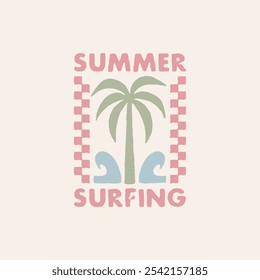 Modelo de design de surf vintage para clube de surf, loja de surf, surf merch.