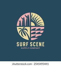 Vintage surf design template for surf club, surf shop, surf merch.