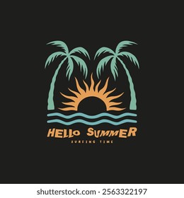 Vintage surf design template for surf club, surf shop, surf merch.