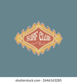 Vintage surf design template for surf club, surf shop, surf merch.	