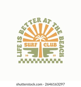 Vintage surf design template for surf club, surf shop, surf merch.	