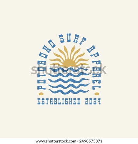 Vintage surf design template for surf club, surf shop, surf merch.