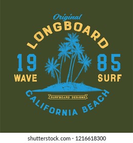 vintage surf illustration tshirt print