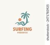 Vintage surf logo design template for surf club, surf shop, surf merch. 