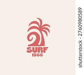 Vintage surf logo design template for surf club, surf shop, surf merch.