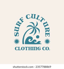 Vintage surf logo design template for surf club, surf shop, surf merch.