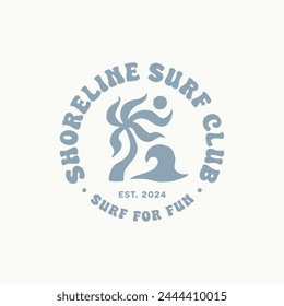 Klassische Surf Logo Design Vorlage für Surf Club, Surf Shop, Surf Merch.