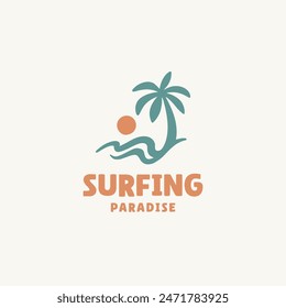 Vintage surf logo design template for surf club, surf shop, surf merch. 