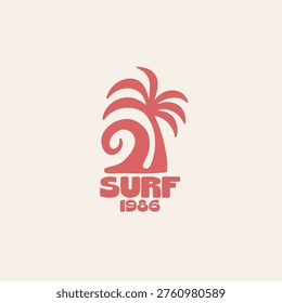 Vintage surf logo design template for surf club, surf shop, surf merch.