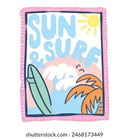 Ilustración vectorial de póster de surf vintage 