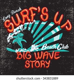 Vintage Surf Print Stock Vector (Royalty Free) 343831889 | Shutterstock