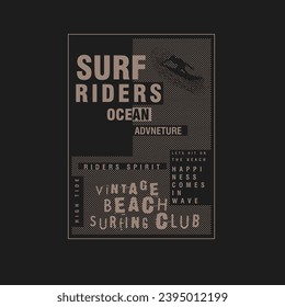 vintage Surf Riders typography beach surfer typographic  poster tee graphic