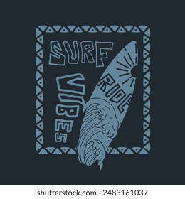 Vintage Surf Vibes ride summer  graphic surf board t shirt design