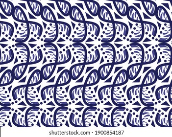 Vintage surface design. Vector seamless pattern with blue floral pattern. Geometric ornament. Stylish solution for texturing fabrics, wrapping paper, wallpaper, engraving.