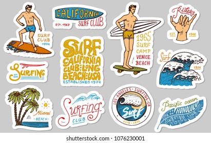 Retro Surf board Surfing Huntington Beach CALIFORNIA 1974 Car Camper van sticker