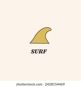 Vintage surfer board fin. Vector retro hand drawn groovy illustration posters t-shirts and stickers