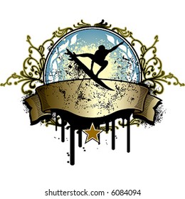 Vintage surfing emblem