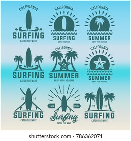 Vintage Surfing Graphics and Emblems.