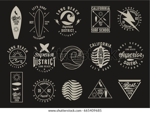 Vintage Surfing Graphics Emblems Stock Vector Royalty Free 665409685 Shutterstock 