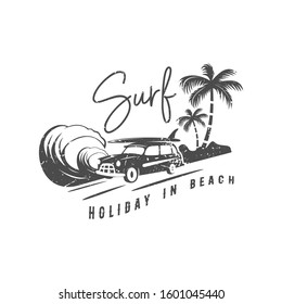 Vintage Surfing Graphics and retro logo vector illustration