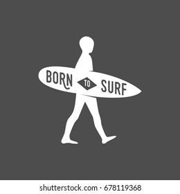 vintage surfing label, badge and emblems