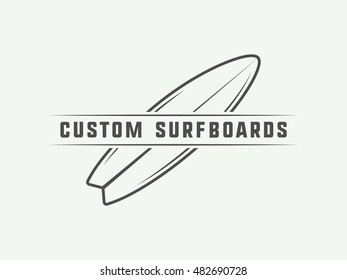 Vintage surfing logo, emblem, badge, label, mark. International surfing day card. Graphic art. Vector Illustration. Graphic Art.
