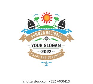Vintage surfing logos, emblems, badges, labels and design elements. Graphic vector Illustration