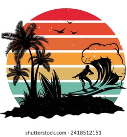 Vintage surfing t-shirt design vector illustration