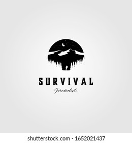 vintage survival adventure logo outdoor vector illustration design