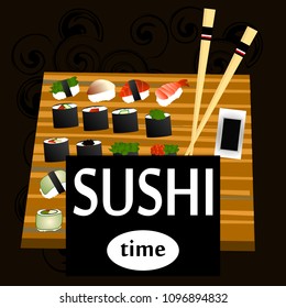 Vintage Sushi Bar Poster. Vector illustration. good poster