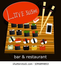 Vintage Sushi Bar Poster. Vector illustration. good poster