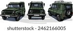 Vintage SUV - Three angles hand-drawn sketch, not AI