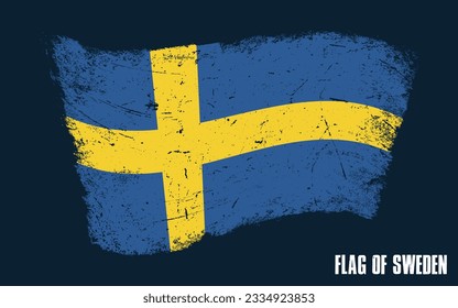 vintage Sweden flag Grunge effect with brush stroke