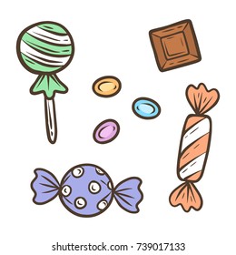 Vintage sweets collection, hand drawn vector illustration.