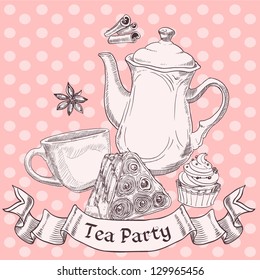 Vintage sweets and tea - tea party banner