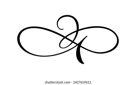 Vector Hand Drawn Calligraphic Floral F Stock Vector (Royalty Free ...