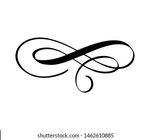 Vintage swirl calligraphic flourish, vector divider ornament design. Illustration for book, greeting card, wedding invitation, Valentines Day