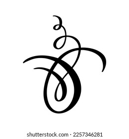 Vintage swirl calligraphic flourish, vector divider ornament design. Illustration for book, greeting card, wedding invitation, Valentines Day.